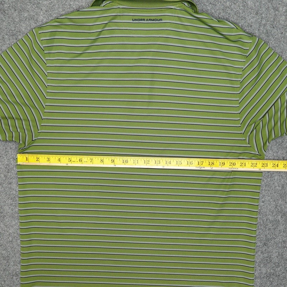 Under Armour Shirt Mens Large Green Striped HeatGear Golf Performance Loose Fit - Picture 6 of 8